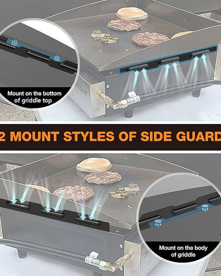 Wind Guards for Blackstone 17“ Griddle Accessories Fit for Blackstone Griddle Grill, MeWeBlue 5019 Magnetic Stainless Steel Wind Screens Protect Flame Hold Heat, Compatible with Hood, Black
