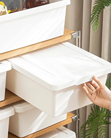 15 Quart White Storage Bins with lids,Office stackable Plastic Boxes Set of 4,Garage organization Storage Box with handle for Organizing Snacks, Crafts, Legos, Tools,books (white, 4L)
