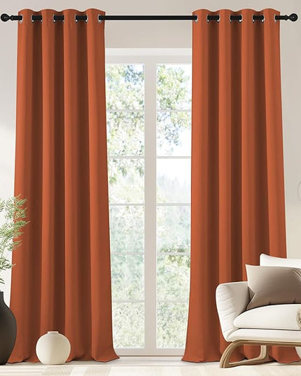 NICETOWN Blackout Drapery Curtain Panel 90 inches Long - Window Treatment Thermal Insulated Grommet Blackout Curtain/Drape for Bedroom Living Room (Burnt Orange, 1 Panel, 46 by 90 inches)