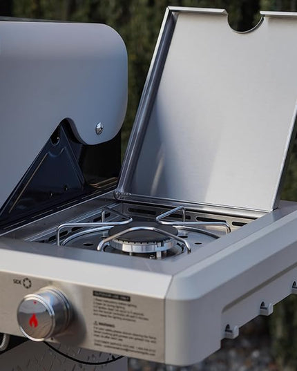 Monument Grills Outdoor Barbecue Stainless Steel 3 Burner Propane Gas Grill, 48,000 BTU Patio Garden Grill with Side Burner and Knob Controls, Mesa305 with BBQ Cover