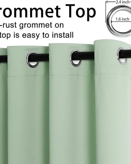 JIUZHEN Aqua Blackout Curtains with Tiebacks Thermal Insulated, Light Blocking and Noise Reducing Grommet Curtains for and Living Room, Set of 2 Window Curtain Panels, 42 x 45 Inch Length