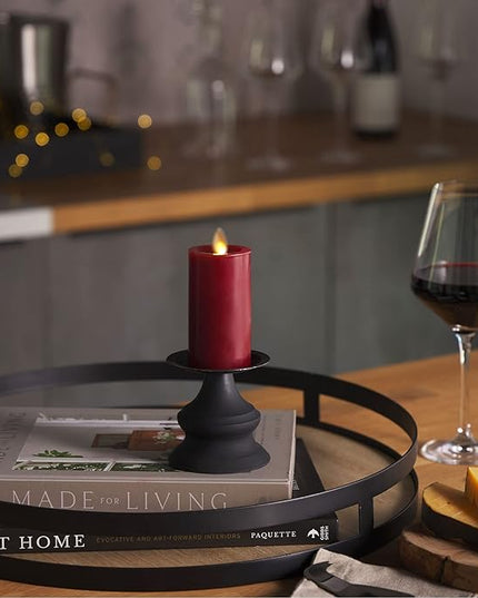 Luminara Classic Slim Flameless LED Candle, Burgundy 2" x 4.25", Battery Operated Moving Flame Pillar w/Timer, Safe Realistic Wax Candle, Home Decor