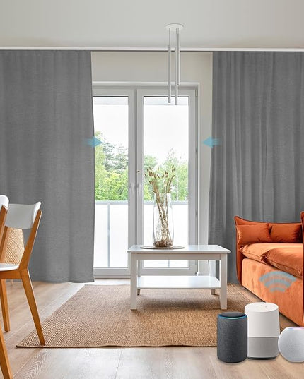 SmartWings Automatic Curtain Opener with Drapery, Motorized Vertical Blinds with Remote, Electric Closet Doors Sliding Panels Compatible with Alexa Google Homekit, 93% Blackout Dark Grey