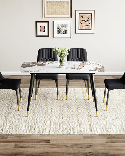 Small Dining Table Set for 4，50'' Sintered Stone Table with 4 Chair Dining Table Set，Easy to Assemble，Suitable for Small Spaces