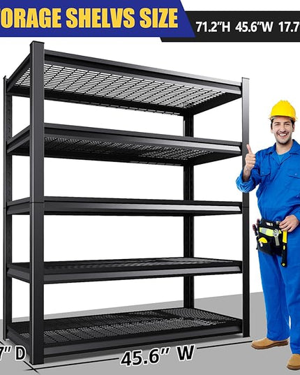 Garage Shelving-3000 lbs 5 Tier Storage Shelves,Adjustable Heavy Duty Metal Shelving Unit and Storage Large Wire Rack,Utility Steel Shelf for Warehouse Industrial Pantry Basement 71"x46"x18"