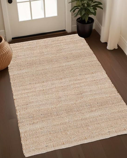REDEARTH · Jute Cotton Area Rug - 4'x6' Rectangular Rug, Sustainable Handwoven, Non-Shedding, Soft & Durable – Reversible, Neutral Tones for Home Décor in Living Room, Dining Room, Bedroom