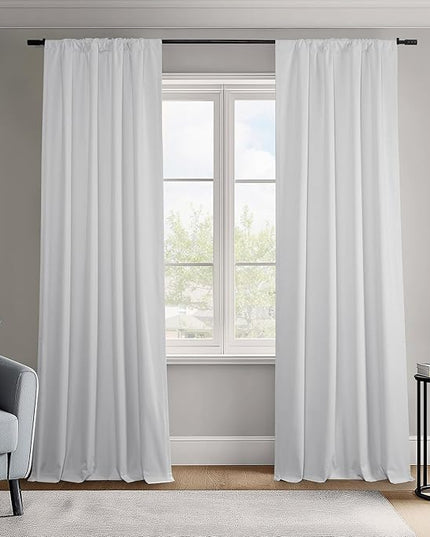 HPD Half Price Drapes Vienna Basic Linen 100% Blackout Curtains for Bedroom 108 Inches Long (2 Panels) - Rod Pocket Curtains & Drapes for Living Room & Windows - 50 X 108, Off-White
