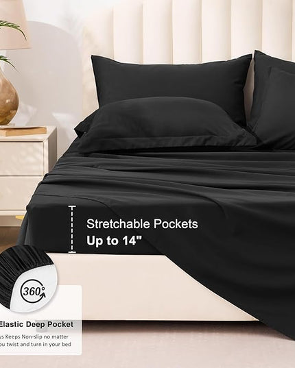 Love's cabin California King Comforter Set Ash Black, 7 Pieces California King Bed in a Bag, All Season Bedding Sets with 1 Comforter, 1 Flat Sheet, 1 Fitted Sheet, 2 Pillowcase and 2 Pillow Sham