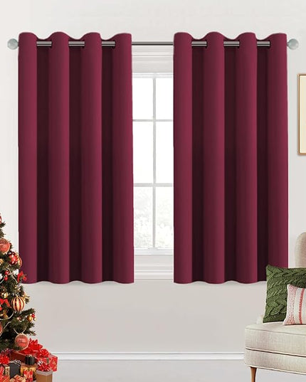 H.VERSAILTEX Christmas Blackout Curtains Premium Blackout Thermal Insulated Room Darkening Curtains for Bedroom/Living Room - Classic Grommet Top (2 Panels, Burgundy, 52 Inch by 45 Inch)