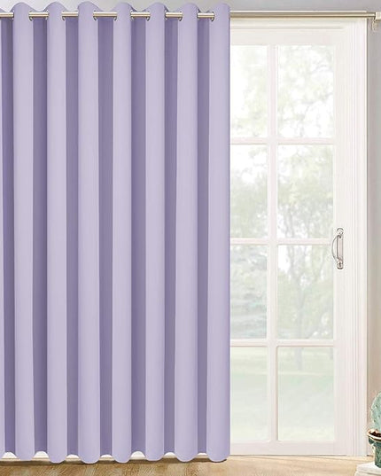 Yakamok Extra Wide Blackout Curtain for Sliding Glass Door, Grommet Thermal Insulated Room Divider Curtain 100W x 84L inch, Room Darkening Patio Curtain,8.3ft Wide x 7ft Tall, 1 Panel,Lilac