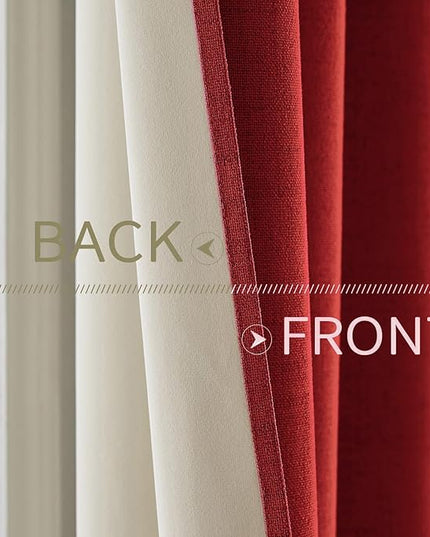 MIULEE 100% Blackout Linen Curtains for Bedroom Thermal Insulated Red Grommet Room Darkening Curtains & Drapes Christmas Decor for Living Room Nursery 52 x 96 Inch (2 Panels)