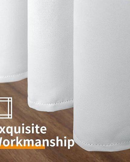YoungsTex Blackout Curtains 48 Inches Length for Bedroom - Short Thermal Insulated Drapes with Grommet Room Darkening Privacy for Living Room Window, 2 Panels, 42 x 48 Inch, Greyish White