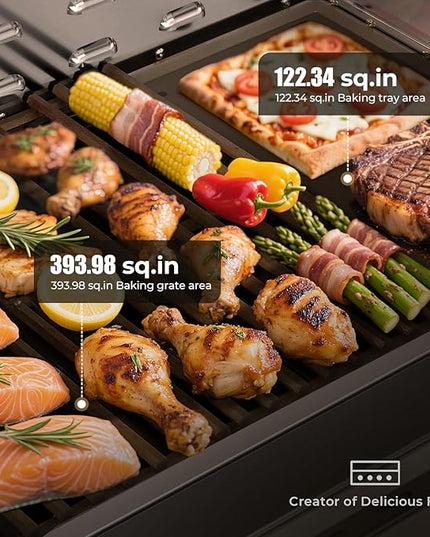 Premium Built In 4 Burner Propane Gas Grill, ALL-Thickened 304 Stainless Steel, 32,000 BTU with 516sq.in. Cooking Space, Baking Tray & Grates,for Patio Backyard Parties Barbecue