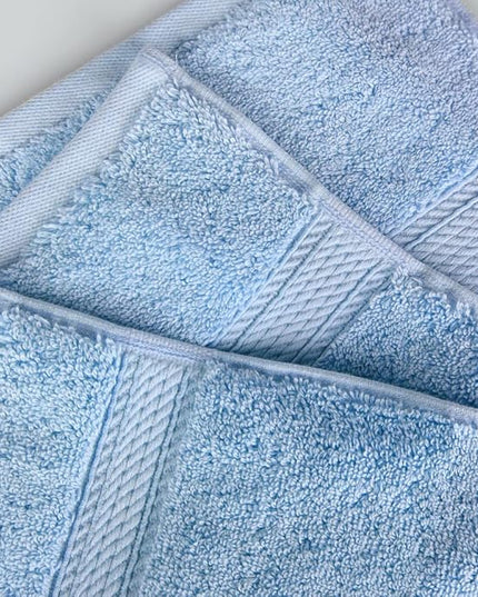 Superior Egyptian Cotton Pile Hand Towel Set of 4, Ultra Soft Luxury Towels, Thick Plush Essentials, Absorbent Heavyweight, Guest Bath, Hotel, Spa, Home Bathroom, Shower Basics, Light Blue