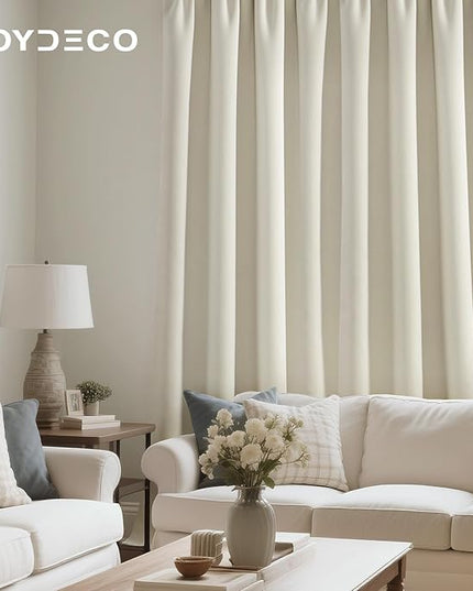 Joydeco White Velvet Curtains 90 Inches 2 Panels, Luxury Thermal Insulated Soft White Curtains for Bedroom & Living Room, Room Darkening Velvet Drapes, Rod Pocket (52W x 90L)