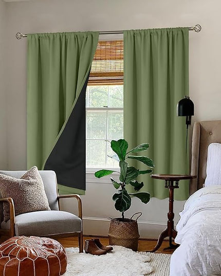 BGment Blackout Curtains for Bedroom 63 Inch Length, Thermal Insulated Full Room Darkening Noise Cancelling Window Curtains Drapes with Rod Pocket, 2 Panels, Each Panel 52 Inch Wide, Grass Green