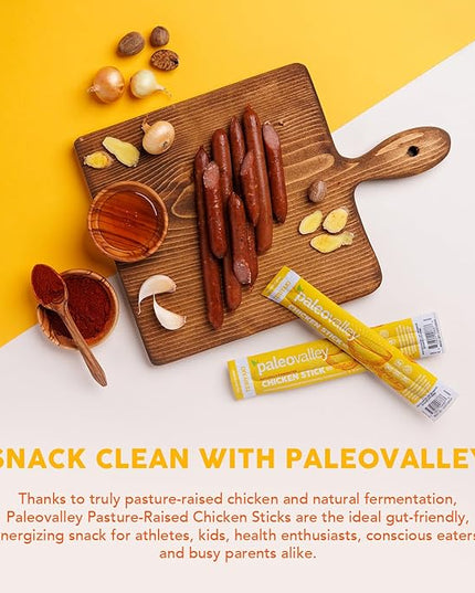 Paleovalley Pasture-Raised Chicken Sticks – 10 Pack – 7g Protein per Stick – Keto-Friendly, Paleo, Gluten-Free, Nitrate-Free – On-the-Go Snack (10 Pack, Teriyaki)