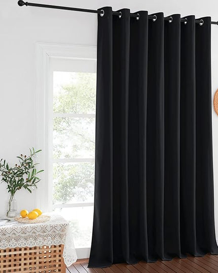 NICETOWN Black Out Sliding Door Curtain 102 inches Long, Grommet Thermal Insulated Patio Door Curtains Room Divider Drape Window Treatment for Bedroom/Living Room, W100 x L102, 1 Panel