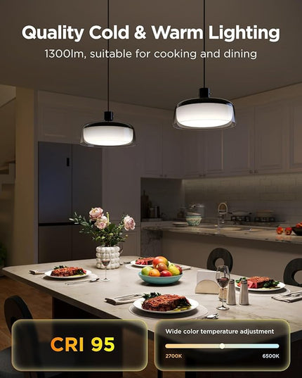 Govee Pendant Light for Kitchen Island, Three-Layer RGBIC Smart Lighting, Matter Compatible, 1300LM 2700K-6500K Dimmable Black Hanging Light Fixture Works with Alexa, Adjustable Height for Dining Room