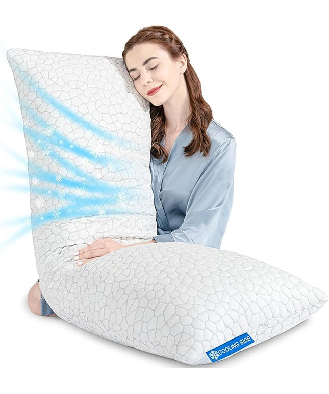 SUPA MODERN Cooling Bed Pillows for Sleeping 1 Pack Shredded Memory Foam Pillows Adjustable Cool Pillow for Side Back Stomach Sleepers Luxury Gel Pillows Body Pillow with Washable Removable Cover