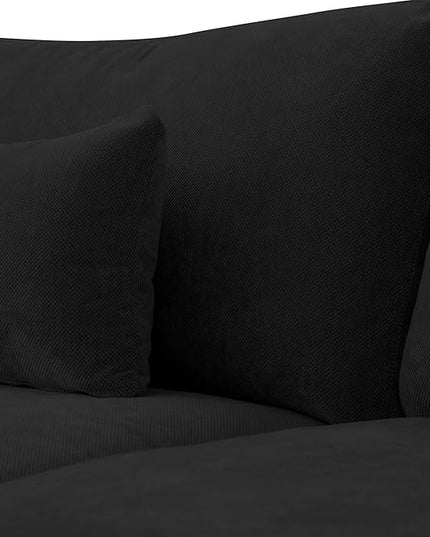 Cloud Modular Sectional Sofa Couch for Livingroom,119inch Down Filled U Shaped Couch with Wide Seat,Convertible Sectional Sofa with Ottoman,Covers Washable&Replaceable,Black