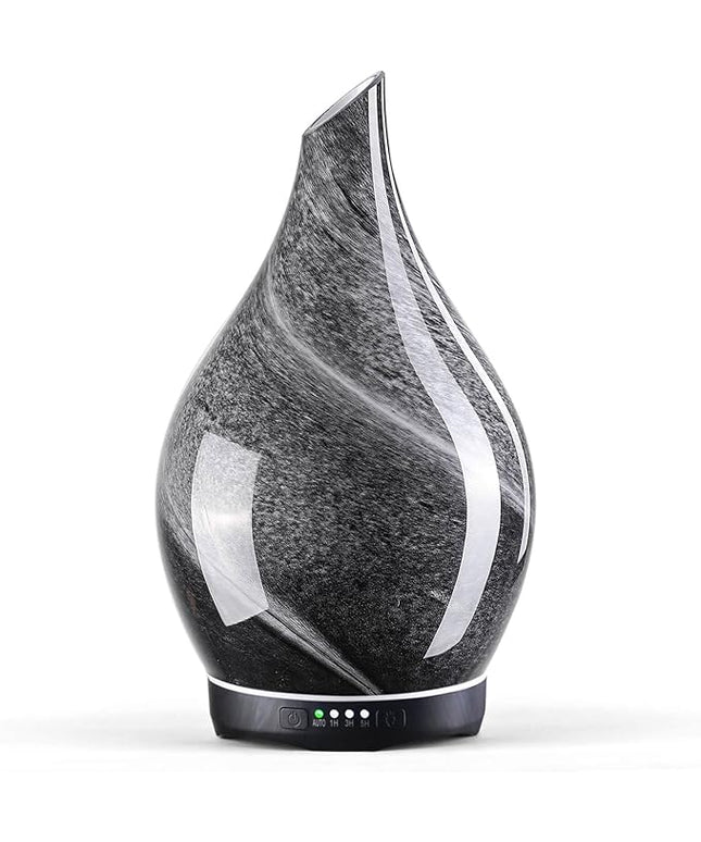 Porseme 280ml Essential Oil Diffuser Glass Color Changing Aroma Air Diffusers Aromatherapy Ultrasonic Cool Mist Humidifier 7 Running Hours Waterless Auto-Off for Sleeping, Yoga, Office, Spa (Obsidian)