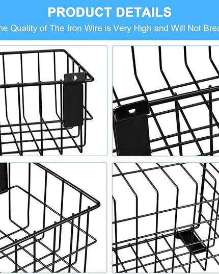 4Pcs Slatwall Basket Set Ventilated Metal Slatwall Baskets Hanging Storage Baskets for PVC Slatwall, Mounted Slatwall Accessories Storage Display on Garage Slatwall Panels