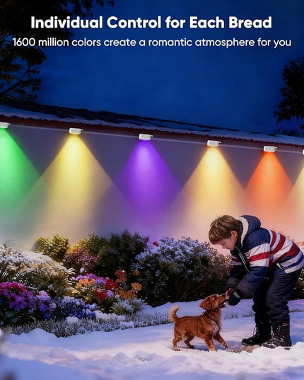 APPECK Permanent Outdoor Lights 400ft with 288 LED Lights, 144W Smart RGBW Eaves Lights,DC 36V, 40LM, IP67 Waterproof String Lights for Christams, Party Decor, Compatible with Alexa, Black