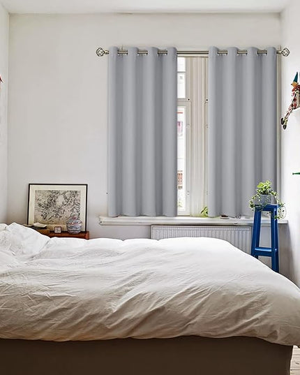 BGment Room Darkening Curtains 54 Inches Long - Grommet Thermal Insulated Drapes Window Treatment Curtains for Bedroom, 2 Panels, 52 x 54 Inch, Light Grey