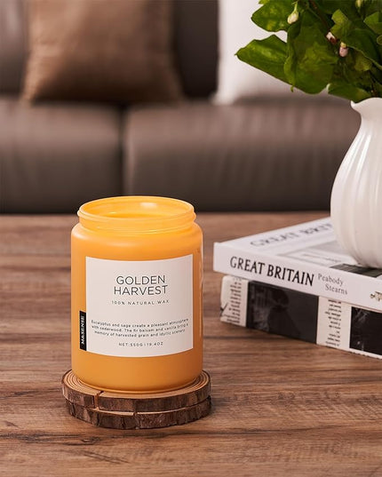 M&SENSE Fall Harvest Scented Candles, 19.4oz 110 Hours Large Natural Soy Long Lasting Slow Burning 2 Wick Scented Candle for Relaxing Stress Relief & Holiday