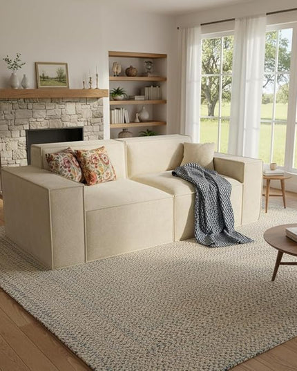 Cloud Couch Sectional, Comfort Chenille Boneless Couch for Living Room, Memory Foam Deep Seat Modular Sectional Sofa Compression Floor Sofa, No Assembly Required