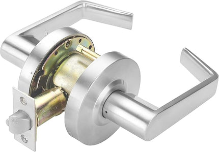 CLG HARDWARE Commercial Lever Door Lock - Heavy-Duty Locking Door Handle, Designer Door Handles, Cylindrical Lever Lock, Non-Handed Grade 2 Industrial Door Handle, 26D Satin Chrome, Passage/Closet