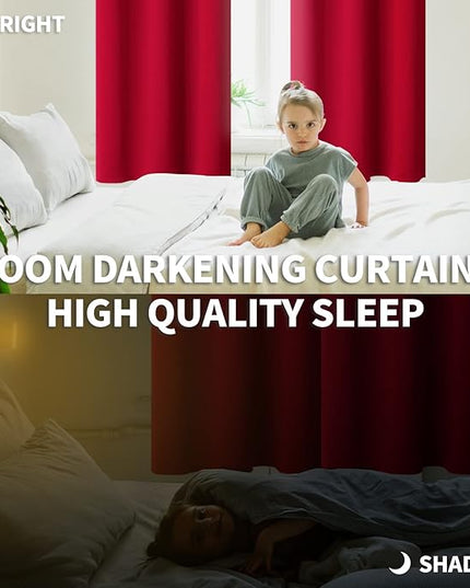 BGment Room Darkening Curtains 54 Inches Long - Grommet Thermal Insulated Drapes Window Treatment Curtains for Bedroom, 2 Panels, 38 x 54 Inch, Red