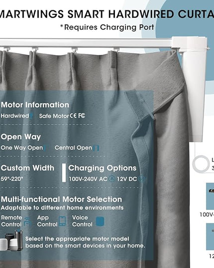 SmartWings Automatic Curtain Opener with Drapery, Motorized Vertical Blinds with Remote, Electric Closet Doors Sliding Panels Compatible with Alexa Google Homekit, 90% Blackout Medium Grey