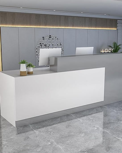 Reception Counter Desk, Front Counter Desk with Lockable Drawers, Modern Retail Counter,Home Office Desk Wooden Computer Desk Reception Table,for Checkout Office/Beauty Salon/Lobby