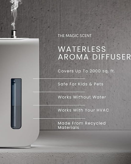 The Magic Scent Diffuser, Scent Air Machine for Home & Hotels, HVAC or Portable Nebulizing Diffuser - Large Room Waterless Aroma Machine - Aroma Oil Included
