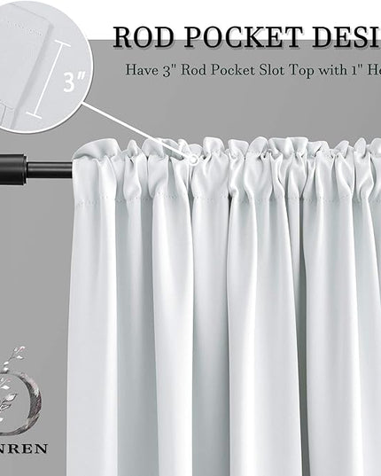 DONREN Greyish White Rod Pocket Curtain Panels Thermal Insulated Room Darkening Curtains for Bedroom (42 Width x 54 Length,2 Panels)