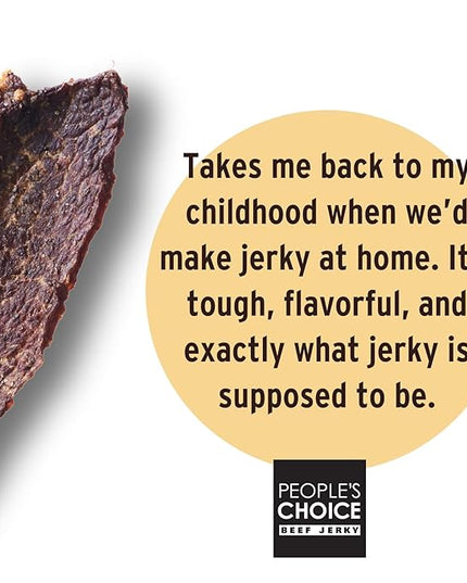 People’s Choice Beef Jerky – Old Fashioned – Original – Sugar Free, Zero Carb, 16g Protein, Keto Friendly – Dry Texture – Made in USA – 1 Pound (16 oz) Bag