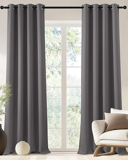 NICETOWN Blackout Doorway Curtain 90 inch Length - Grommet Room Darkening Thermal Insulated Soundproof Window Treatments for Bedroom/Closet (1 Panel, 46 x 90 Inch, Grey)