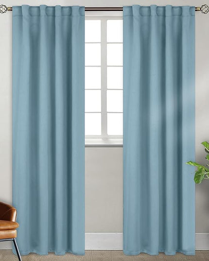 BGment Greyish Blue Blackout Curtains 84 Inch Length 2 Panels for Bedroom - Rod Pocket and Back Tab Blackout Curtains Thermal Insulated Room Darkening Curtains for Living Room, (Each 38 x 84 Inch)