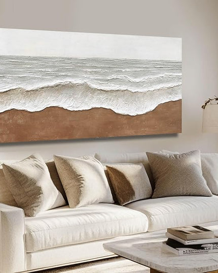 Artexist Seascape Wall Painting Landscape Home Wall Art Grey 24"x48" Wall Decor for Bedroom, Office