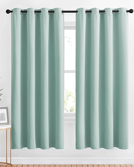 NICETOWN Blackout Curtain Panels 72 - Window Treatment Energy Saving Thermal Insulated Solid Grommet Blackout Drapes for Living Room (Aqua Blue, 1 Pair, 46 by 72-Inch)