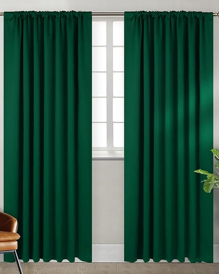 BGment Wide Christmas Emerald Blackout Curtains 84 inch - Rod Pocket and Back Tab Thermal Insulated Room Darkening Curtains for Living Room, 70 x 84 Inch, Emerald, 2 Window Panels