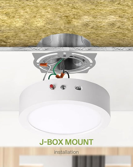 ASD LED 9" Round Flush Mount Ceiling Light Fixture, Low Profile Surface Lighting | 5CCT, Dimmable, Battery Backup, ETL Listed | 18W 1600LM 2700-6000K 120V | Kitchen, Bedroom, Hallway Lamp | White