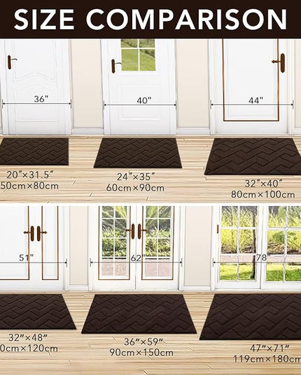 hicorfe Indoor Door Mat,Non Slip Door Mats,32"x48" Front Back Door Mat Rubber Backing,Absorbent Resist Dirt Entrance Inside Floor Mats for Entryway Washable Low-Profile(Coffee)