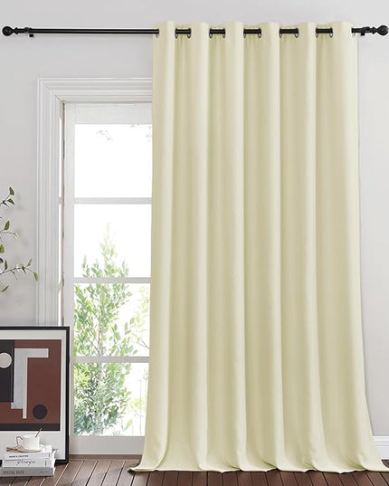 NICETOWN Blackout Sliding Glass Door Curtains, Room Darkening Thermal Insulated Curtains for Living Room Bedroom, Extra Wide Window Drapes, 1 Panel, W80 x L118, Beige