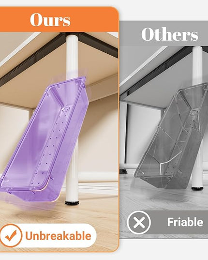 15 PCS Clear Plastic Drawer Organizer Set, 4-Size Acrylic Drawer Storage Trays, Storage Bins for Makeup, Gadgets, and Jewelry in Bathroom, Bedroom and Office, Clear Purple