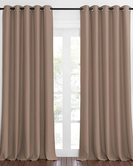 NICETOWN Blackout Window Curtain 90 inch Length - Room Darkening Thermal Insulated Grommet Large Window Treatment Light Blocking for Bedroom/Doorway (Capuccino, 1 Panel, W66 x L90)