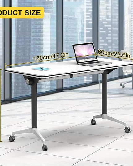 Conference Room Table with Flip-Top Design for Dynamic Meetings, Business Table Computer Desk with Heavy-Duty Frame,Foldable Seminar Meeting Tables for Home Office (2, E, 47.2IN)