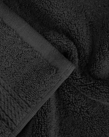 Superior Egyptian Cotton Pile Face Towel/Washcloth Set of 6, Ultra Soft Luxury Towels, Thick Plush Essentials, Absorbent Heavyweight, Guest Bath, Hotel, Spa, Home Bathroom, Shower Basics, Black